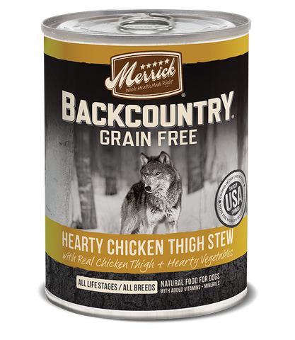 Merrick Backcountry Grain Free Hearty Chicken Thigh Stew Canned Dog Food