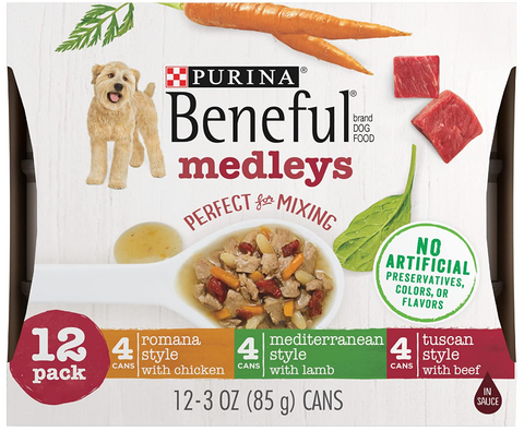 Beneful Medley Variety Pack Mediterranean, Romana, Tuscan Canned Dog food